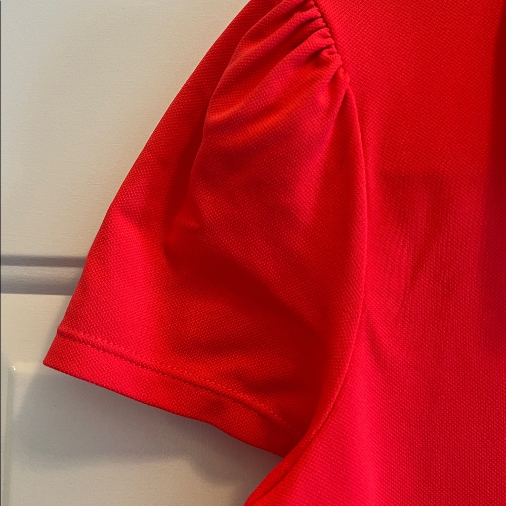 LILLY PULITZER Luxletic red polo shirt puff sleeves size Medium - Picture 2 of 5